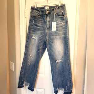 Risen 2X Distressed Straight Leg Jeans